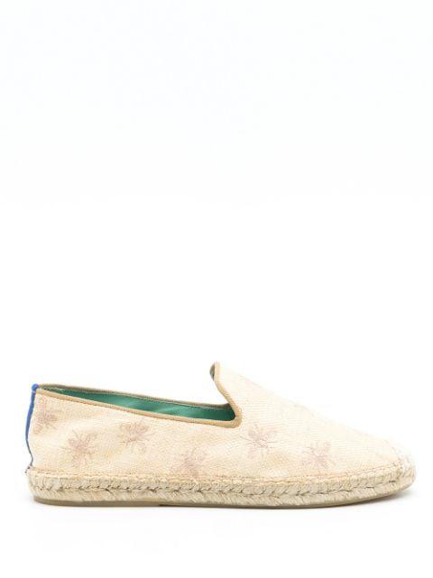 bee-embroidered woven espadrilles by BLUE BIRD SHOES