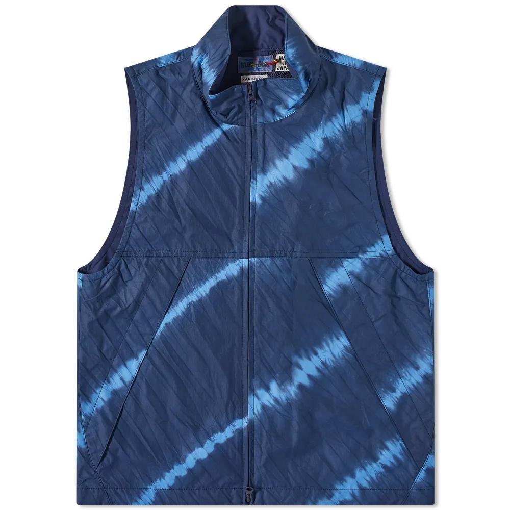 Blue Blue Japan Shibori Diagonal Dye Nylon Vest by BLUE BLUE JAPAN