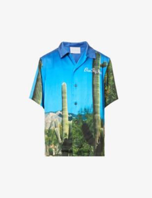 Cactus graphic-print boxy-fit woven shirt by BLUE SKY INN