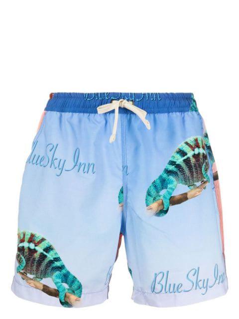 graphic-print swim shorts by BLUE SKY INN