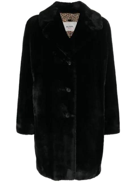 faux-fur single breasted coat by BLUGIRL