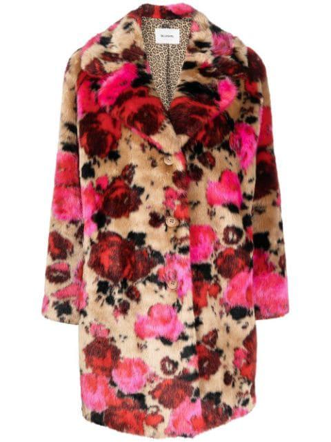 rose-print faux-fur coat by BLUGIRL