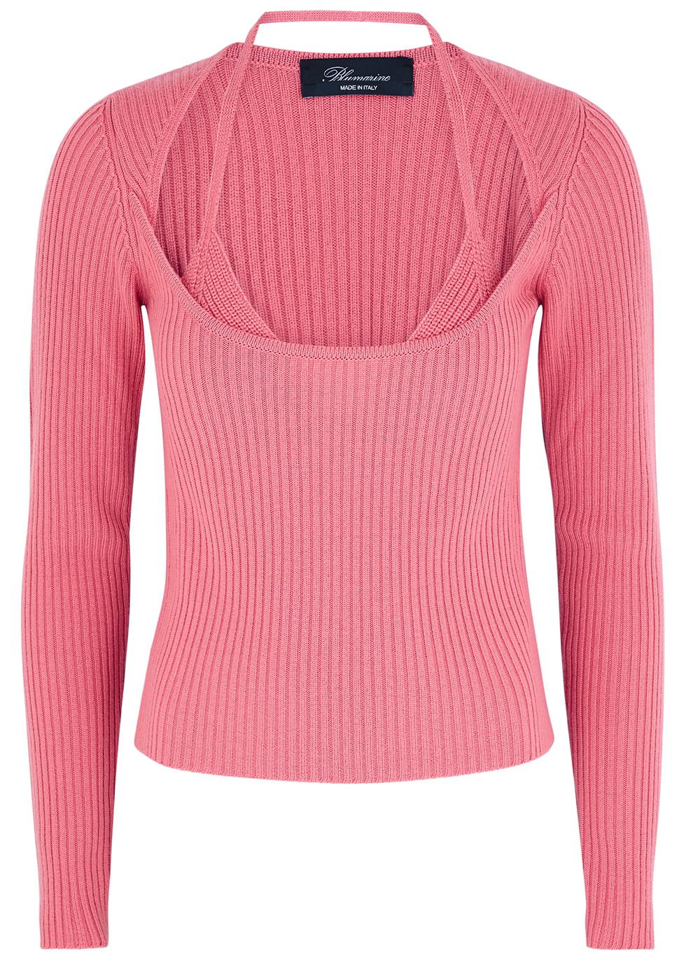 Ribbed wool jumper and bralette set by BLUMARINE