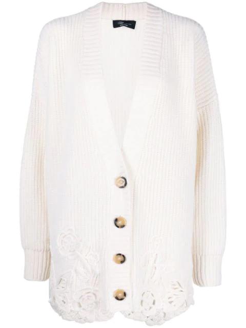 butterfly-lace detail cardigan by BLUMARINE