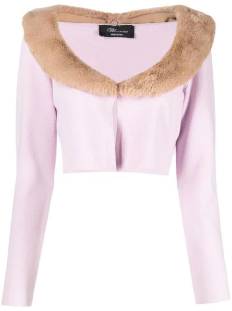 faux fur-trim knitted top by BLUMARINE