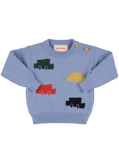 Car intarsia cotton knit sweater by BOBO CHOSES