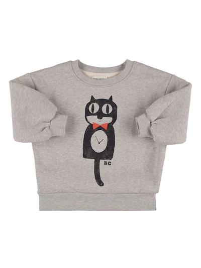 Cat print organic cotton sweatshirt by BOBO CHOSES