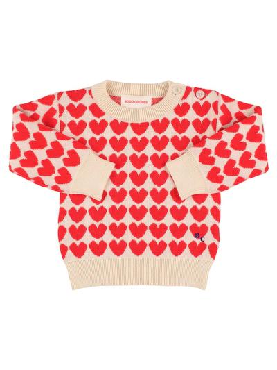 Heart intarsia cotton knit sweater by BOBO CHOSES