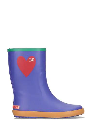 Rubber rain boots w/ heart patch by BOBO CHOSES