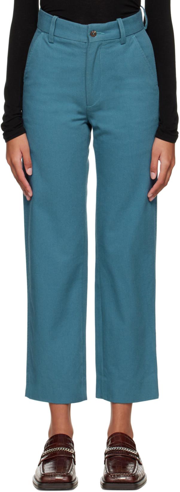 Blue Twill Standard Trousers by BODE