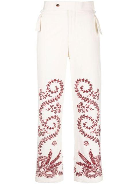 embroidered cropped trousers by BODE