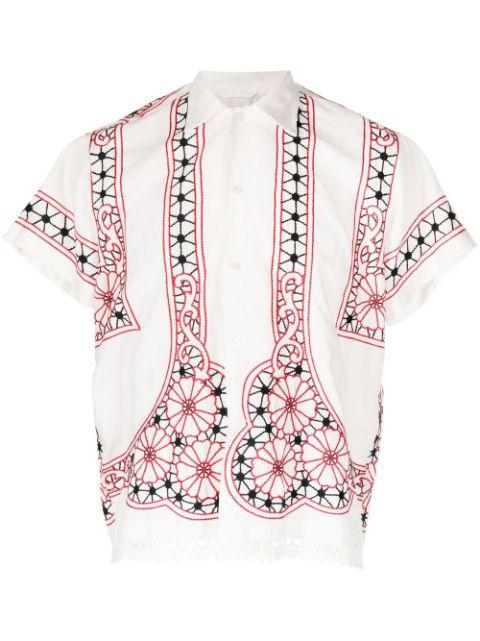 floral-embroidered short-sleeve shirt by BODE