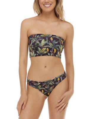 Juniors' Tropical Leaf Print Tube Bikini Top & Reversible Bottom by BODY GLOVE