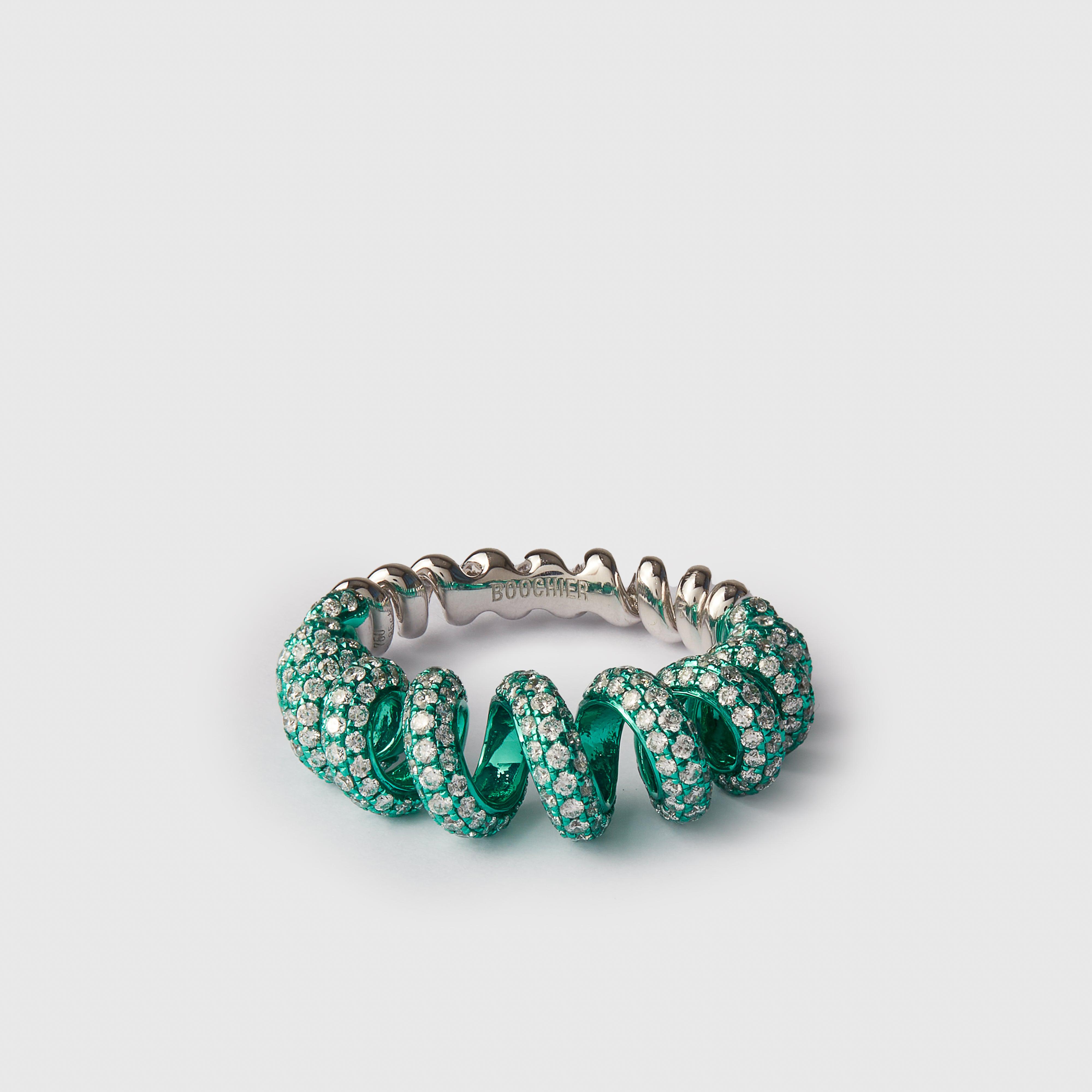 Boochier L Green Diamond Slinkee Ring by BOOCHIER