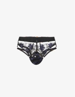 Vita floral-embroidered high-rise stretch-woven thong by BORDELLE