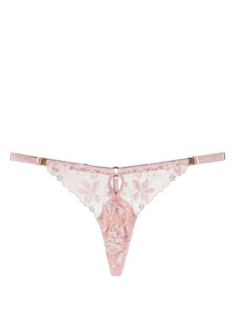 Vita floral-embroidered thong by BORDELLE