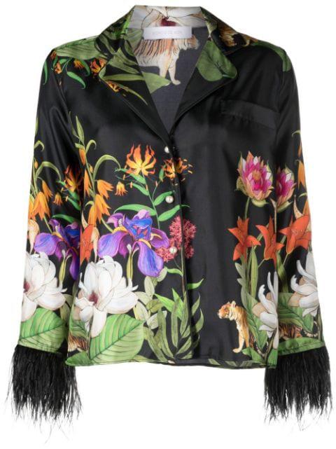 feather-trim long-sleeved blouse by BORGO DE NOR