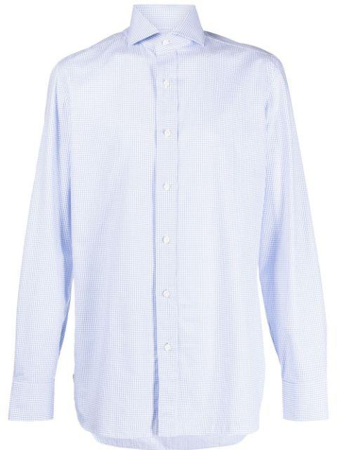 check-pattern spread-collar shirt by BORRELLI