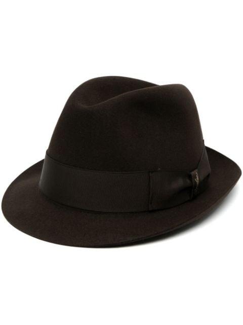 felt ribbon-trim fedora hat by BORSALINO