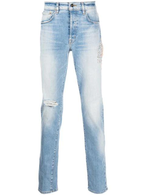 distressed slim-cut jeans by BOSSI SPORTSWEAR