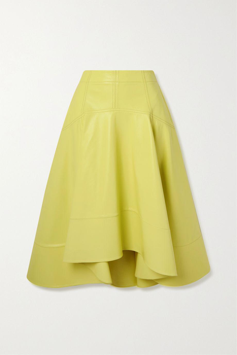 Asymmetric paneled leather midi skirt by BOTTEGA VENETA