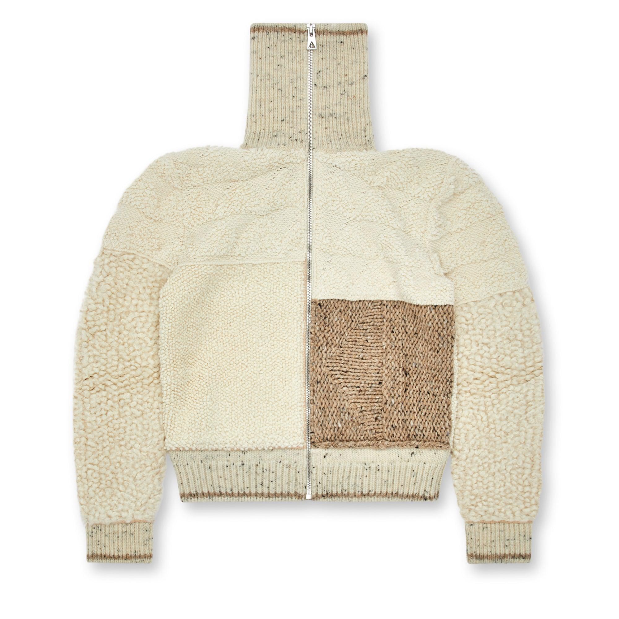 Bottega Veneta Men's Patchwork Wool Cardigan (Sand Melange) by BOTTEGA VENETA