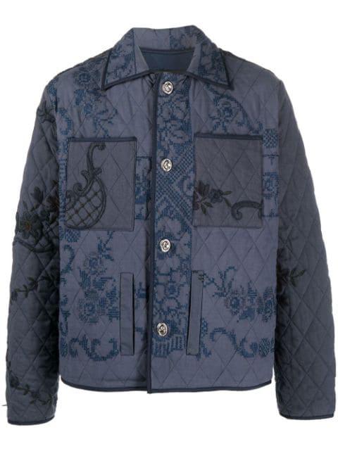 embroidered-design quilted shirt jacket by BOTTER