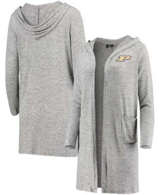 Women's Heathered Gray Purdue Boilermakers Cuddle Soft Duster Tri-Blend Hooded Cardigan by BOXERCRAFT