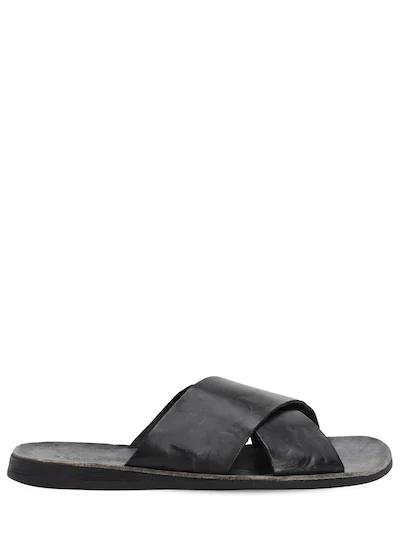 Leather slide sandals by BRADOR