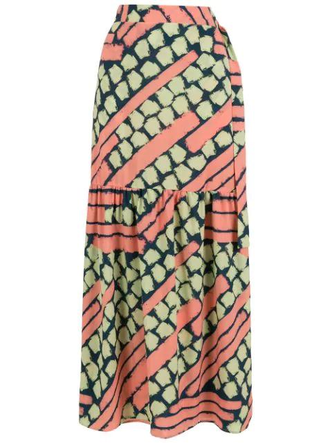 abstract-pattern print maxi skirt by BRIGITTE