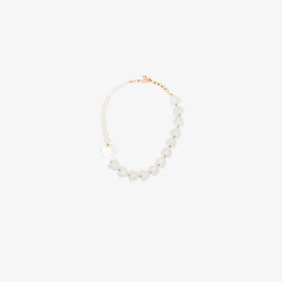 White Elsa gemstone heart pearl necklace by BRINKER&ELIZA