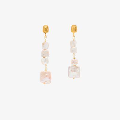 White Squared Away pearl earrings by BRINKER&ELIZA