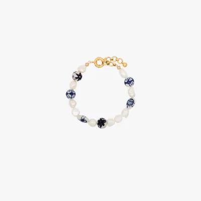 gold-plated Aurora pearl anklet by BRINKER&ELIZA