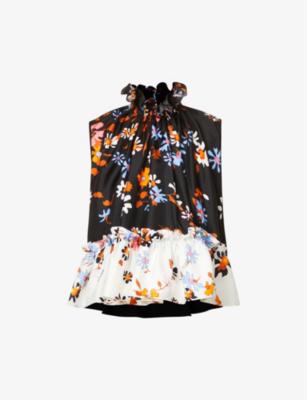 Eva floral-print frilled silk top by BROGGER