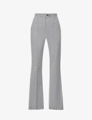 Gingham-print flared-leg high-rise cotton trousers by BROGGER