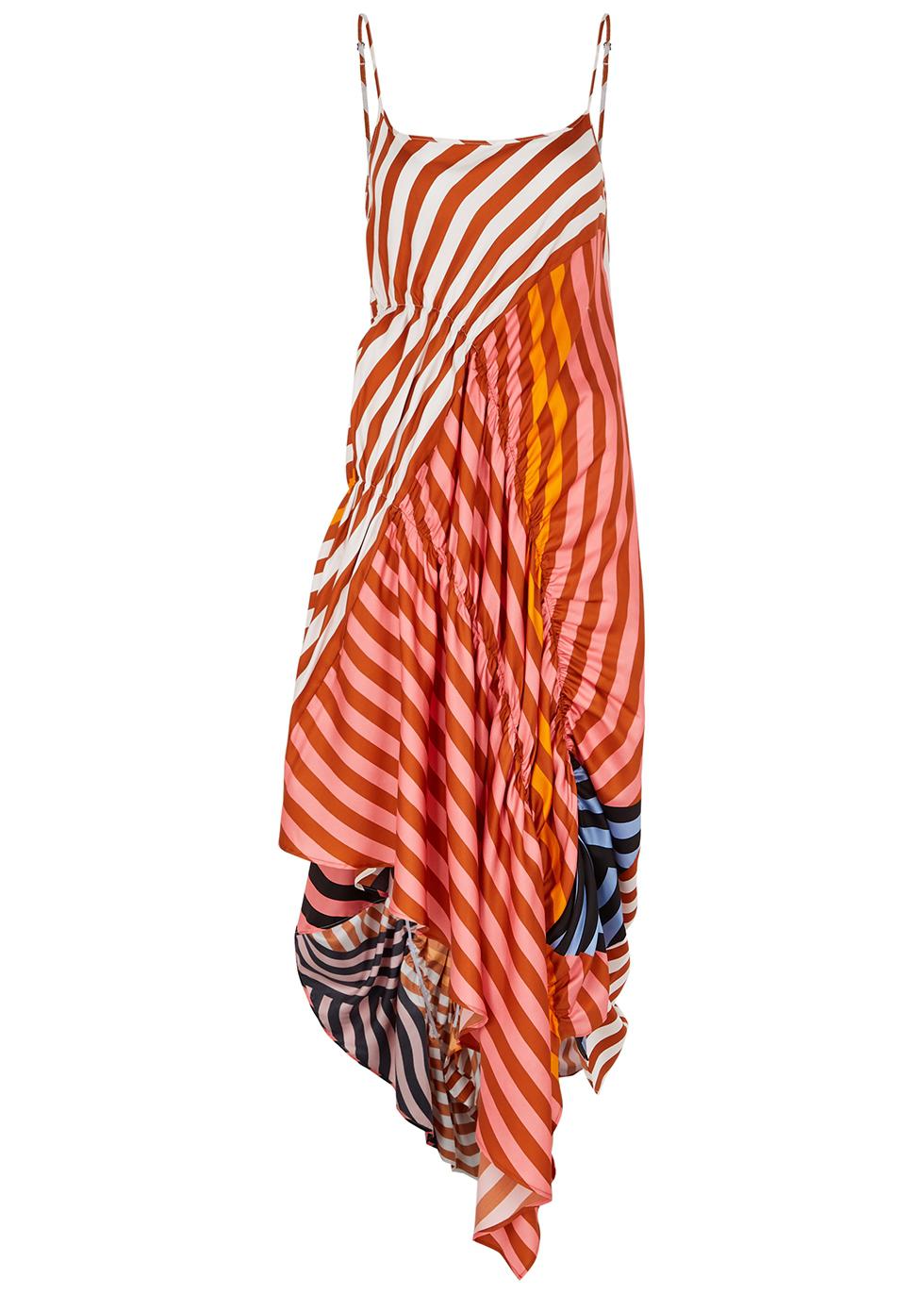 Jasmine striped asymmetric silk-satin dress by BROGGER