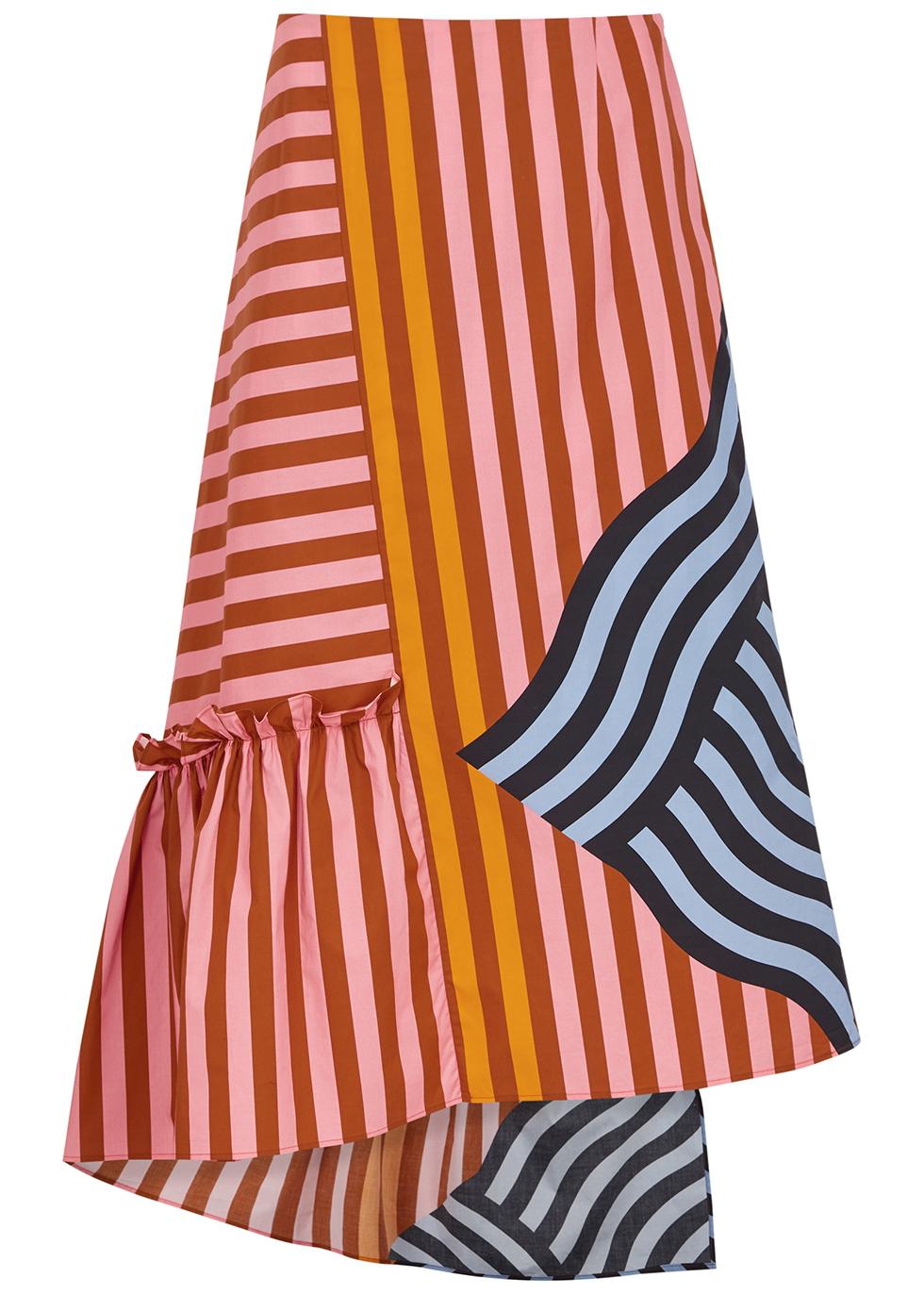 Striped cotton-poplin midi skirt by BROGGER