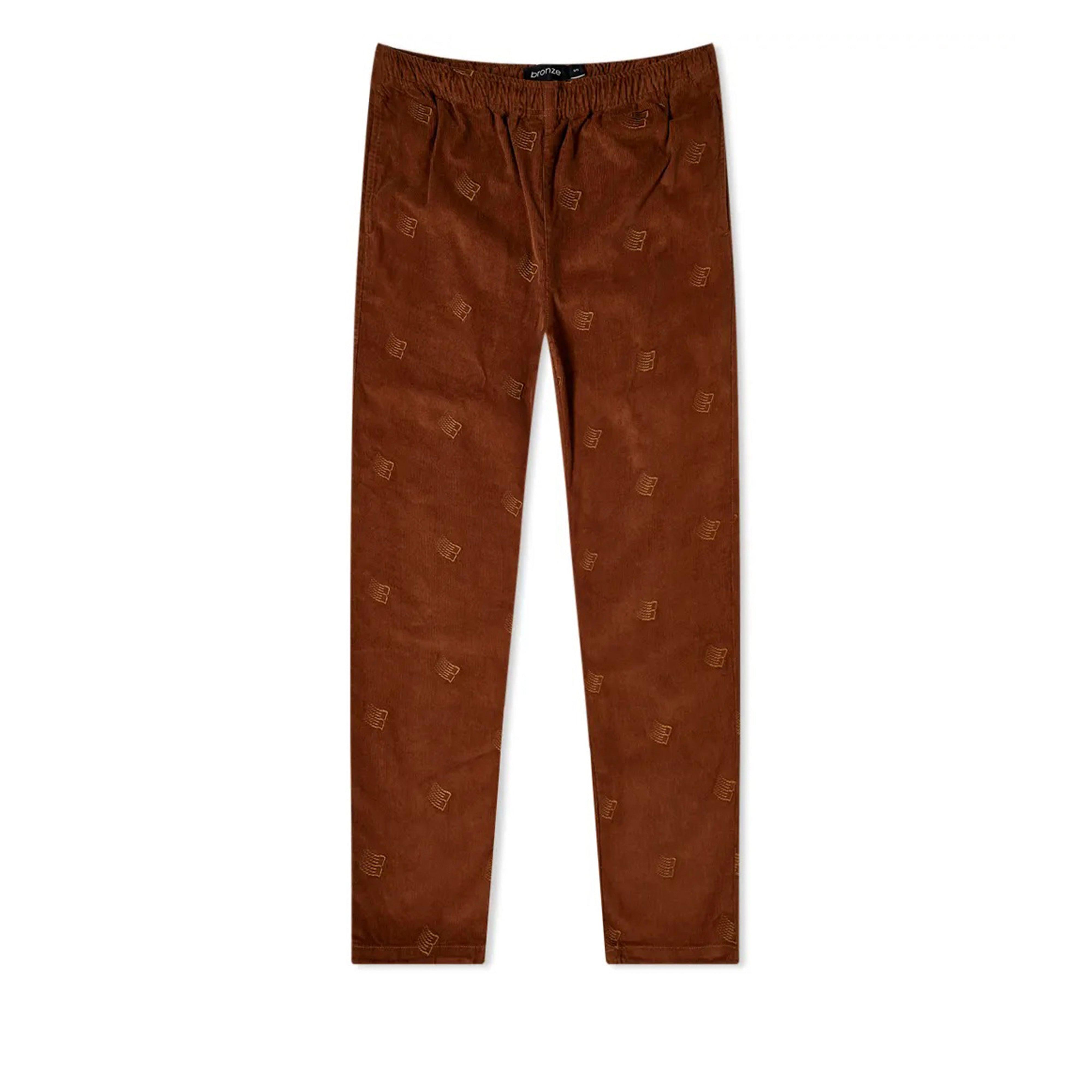 Bronze 56K Embroidered Corduroy Pants (Brown) by BRONZE 56K