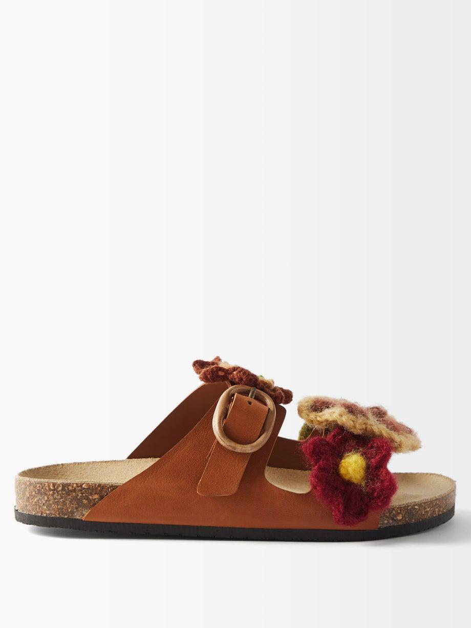 Greg crocheted-flower leather sandals by BROTHER VELLIES