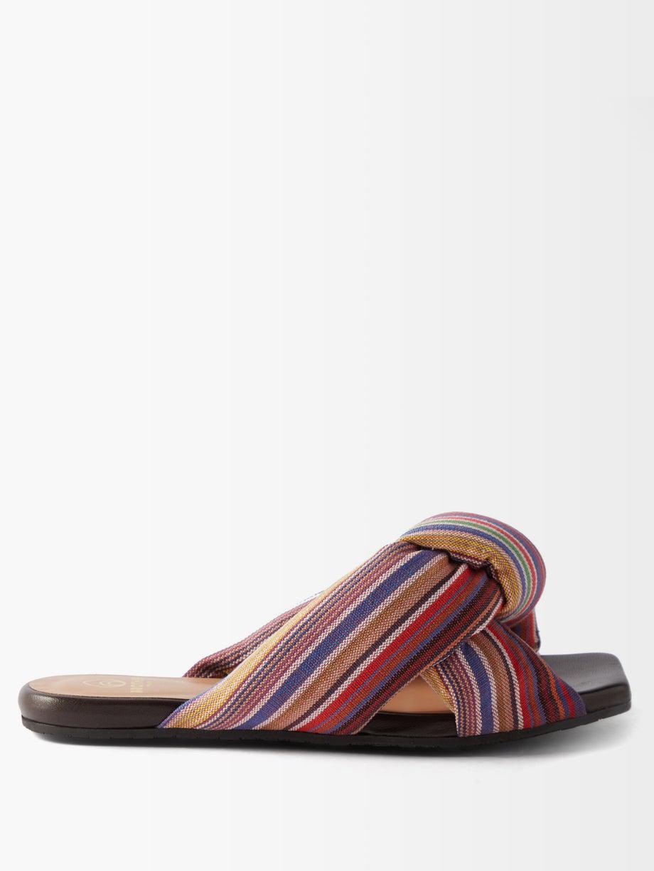 Togo striped knotted cotton-canvas slides by BROTHER VELLIES