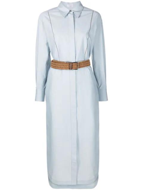 chain embroidered belted dress by BRUNELLO CUCINELLI