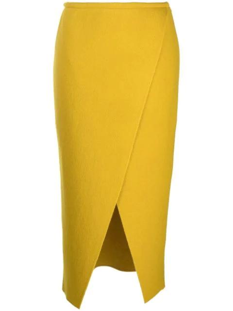 wrap knitted midi skirt by BRUNO MANETTI