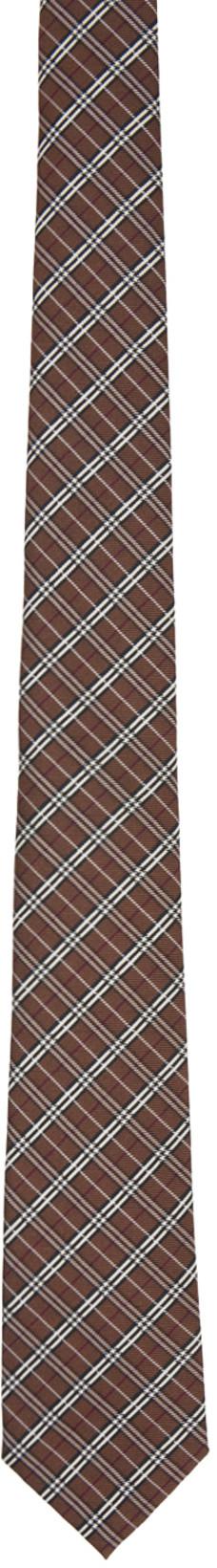 Brown Micro Check Tie by BURBERRY