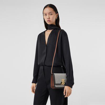 Two-tone Canvas and Leather Small TB Bag by BURBERRY | jellibeans