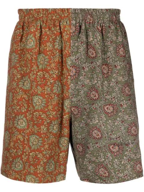 two-tone paisley shorts by BUSCEMI
