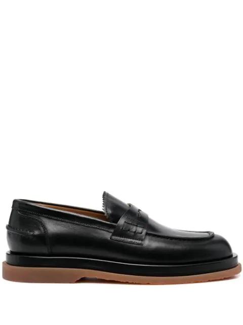 piped-trim leather loafers by BUTTERO