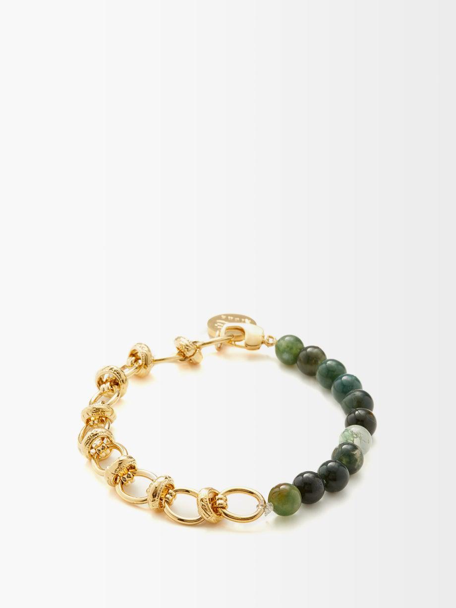 Ayla agate & 18kt gold-plated anklet by BY ALONA