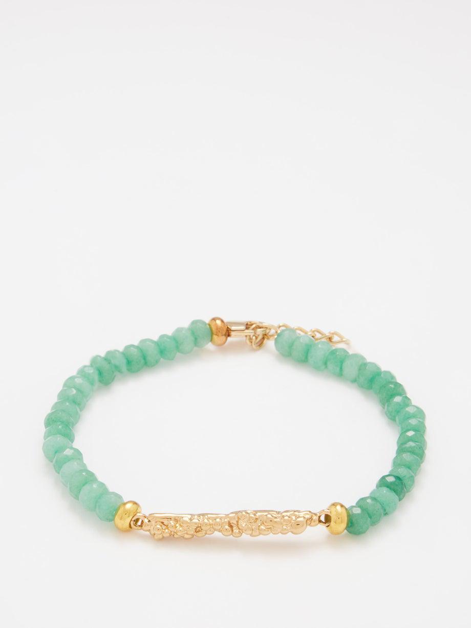 Elia jade & 18kt gold-plated anklet by BY ALONA