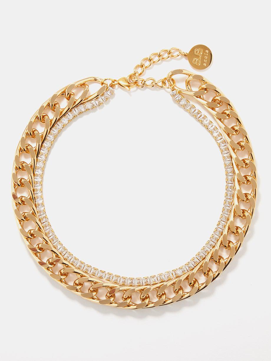 Ida layered crystal & 18kt gold-plated necklace by BY ALONA
