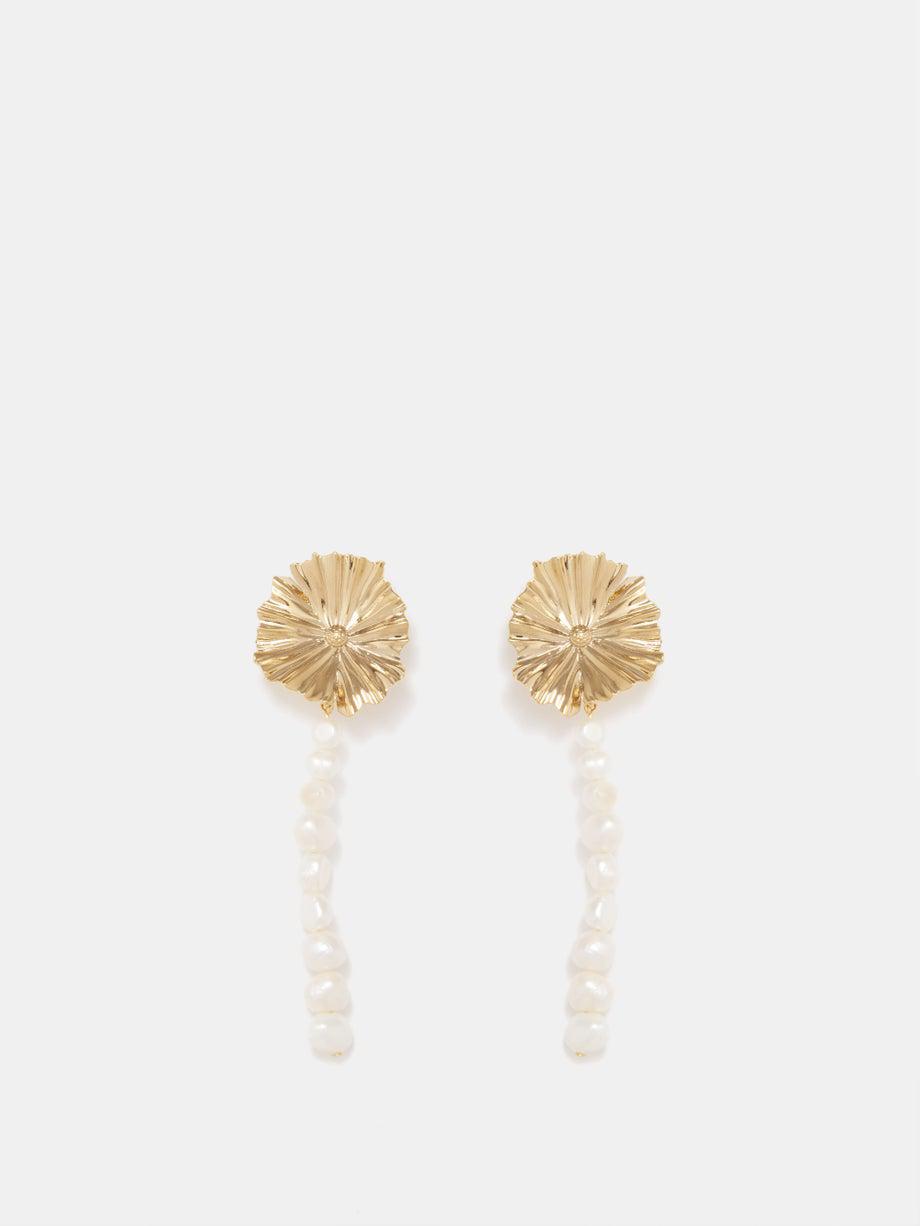 Marise pearl & 18kt gold-plated earrings by BY ALONA